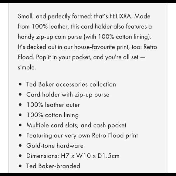 NWT Ted Baker London Felixxa Zip Card Holder - Picture 9 of 9